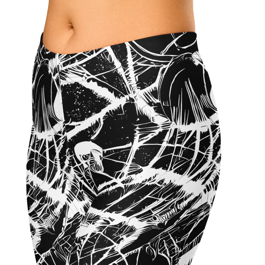Noir Frond on Capri Leggings — Zoomed-in