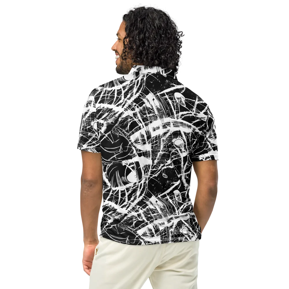 Noir Frond on Men's Slim Fit Polo Shirt — Back