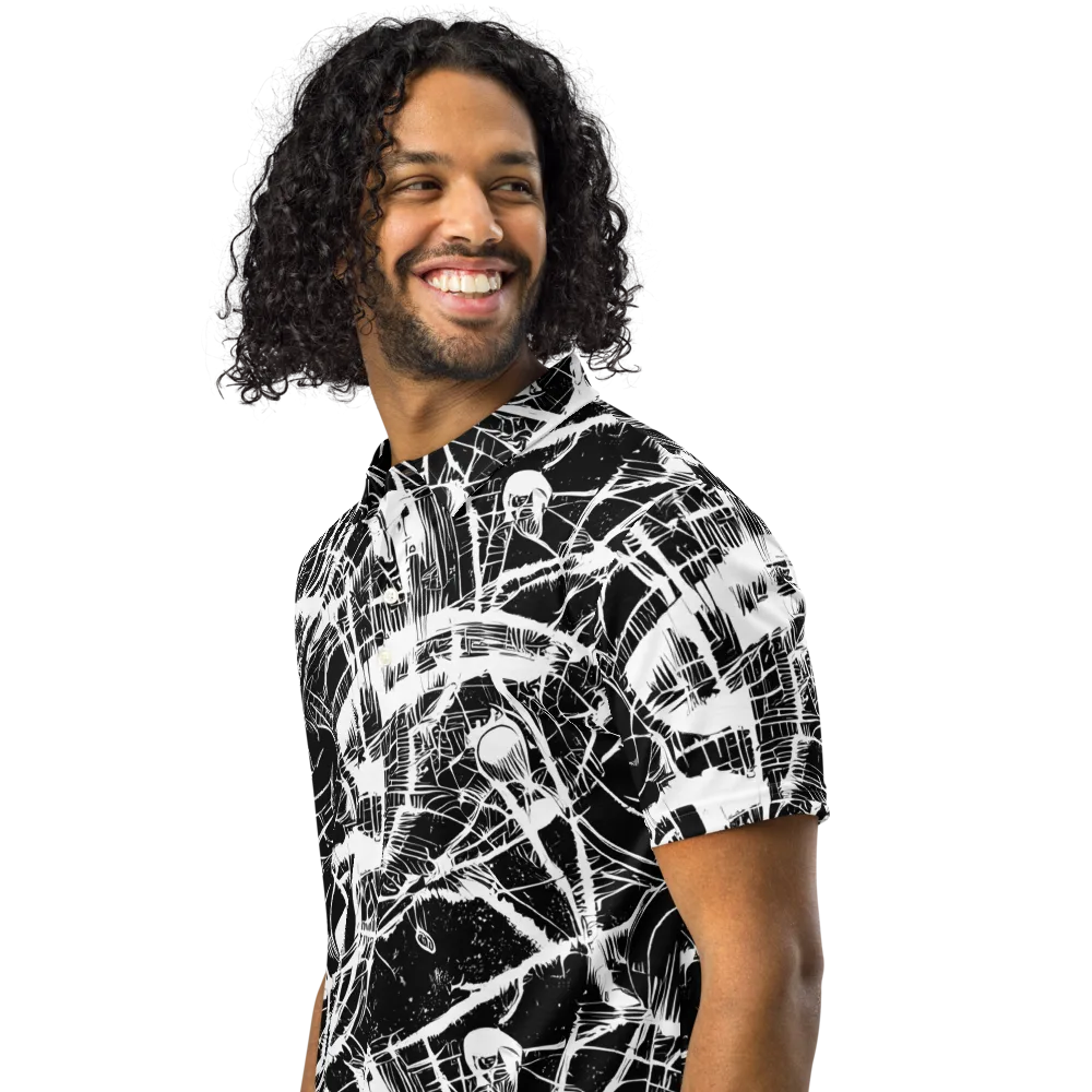 Noir Frond on Men's Slim Fit Polo Shirt — Left Front