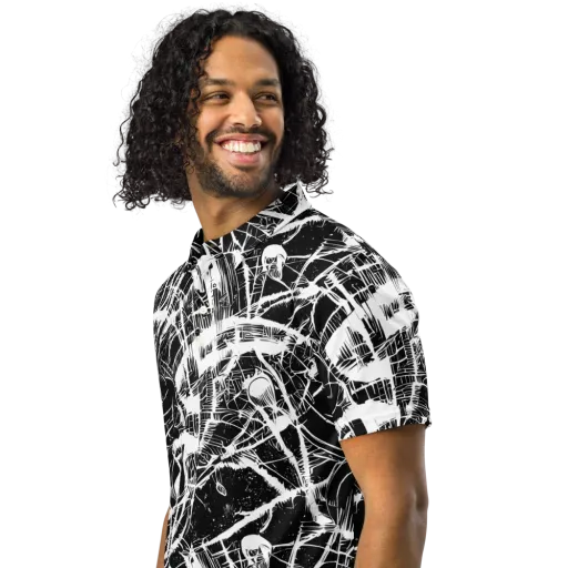 Noir Frond on a Men's Slim Fit Polo Shirt