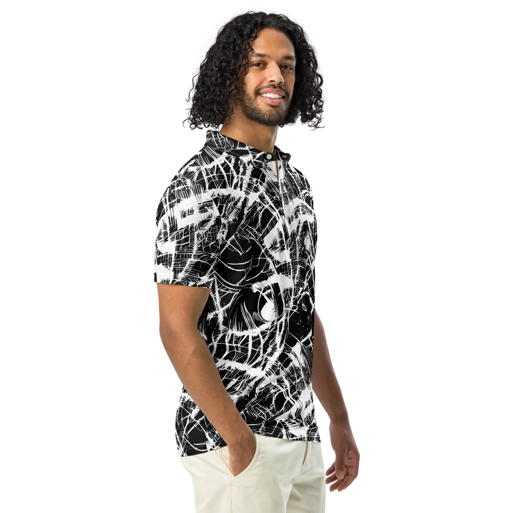 Noir Frond on Men's Slim Fit Polo Shirt — Right Front