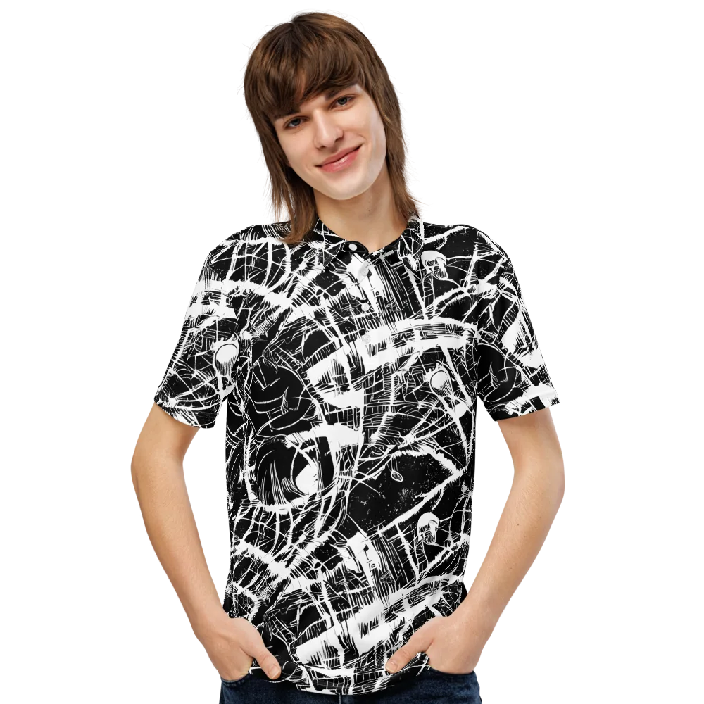 Noir Frond on Men's Slim Fit Polo Shirt — Front