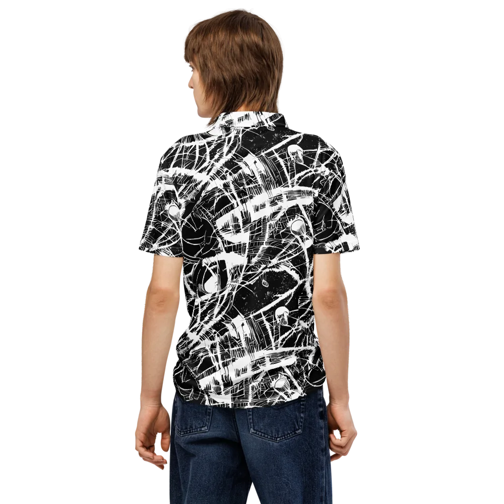 Noir Frond on Men's Slim Fit Polo Shirt — Back
