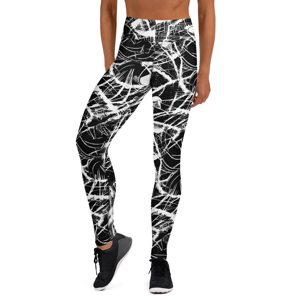 Noir Frond on Yoga Leggings — Front