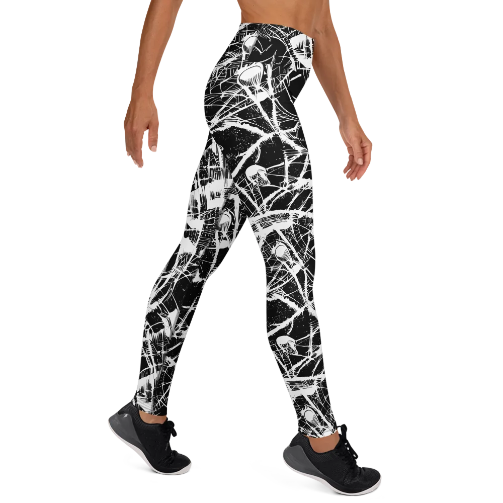 Noir Frond on Yoga Leggings — Right