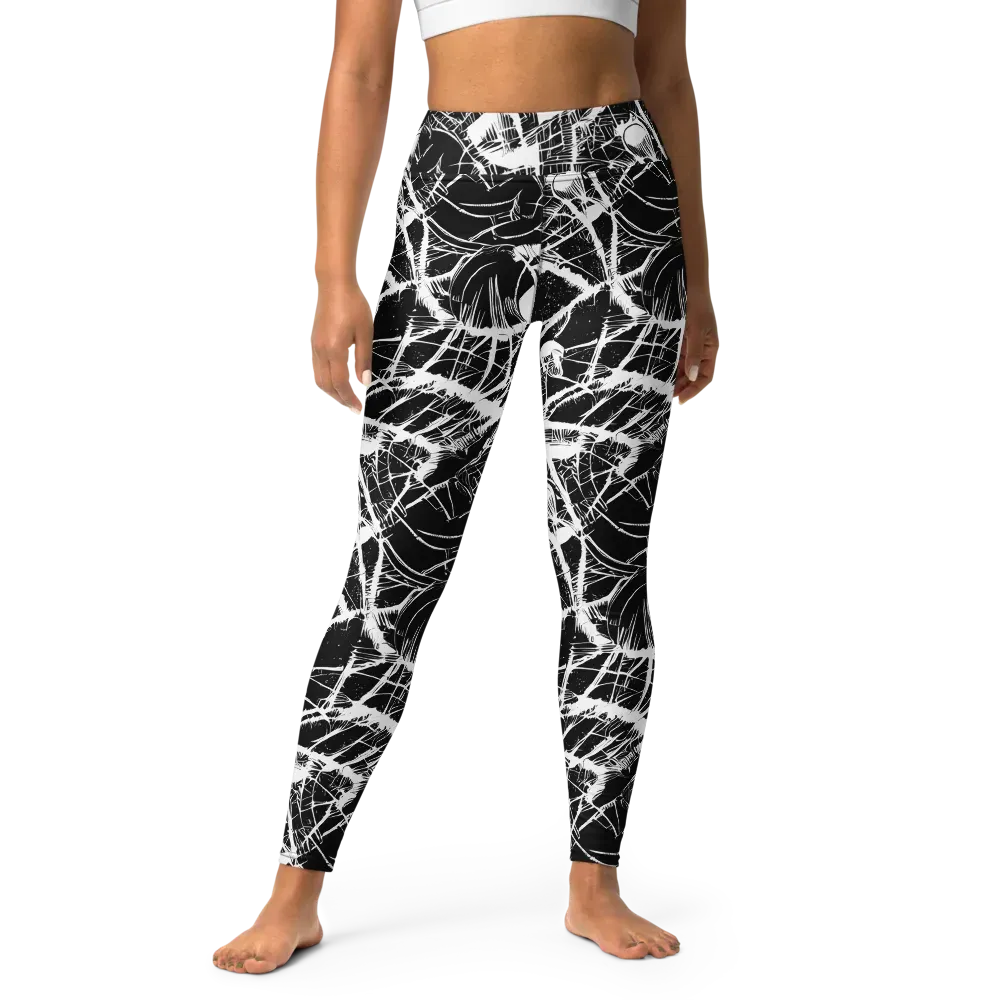 Noir Frond on Yoga Leggings — Front