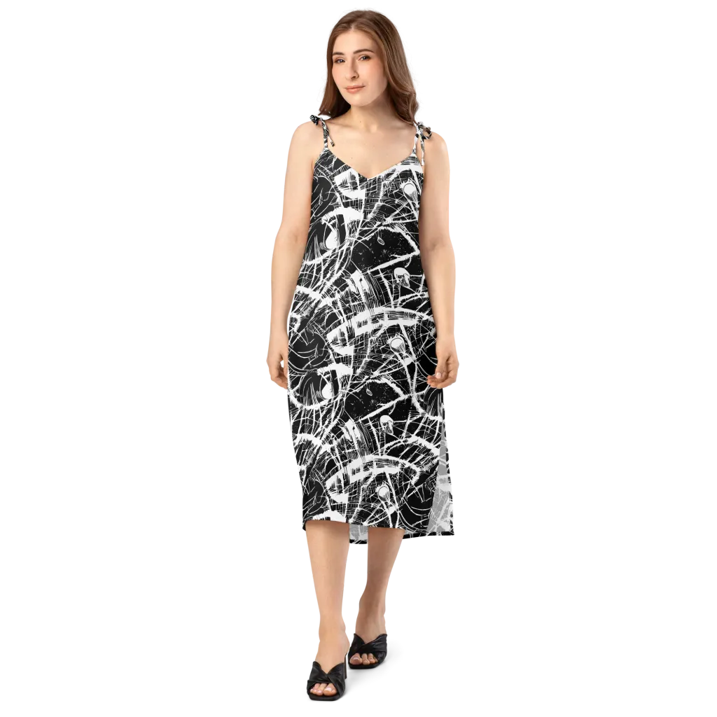 Noir Frond on Slip Dress — Front