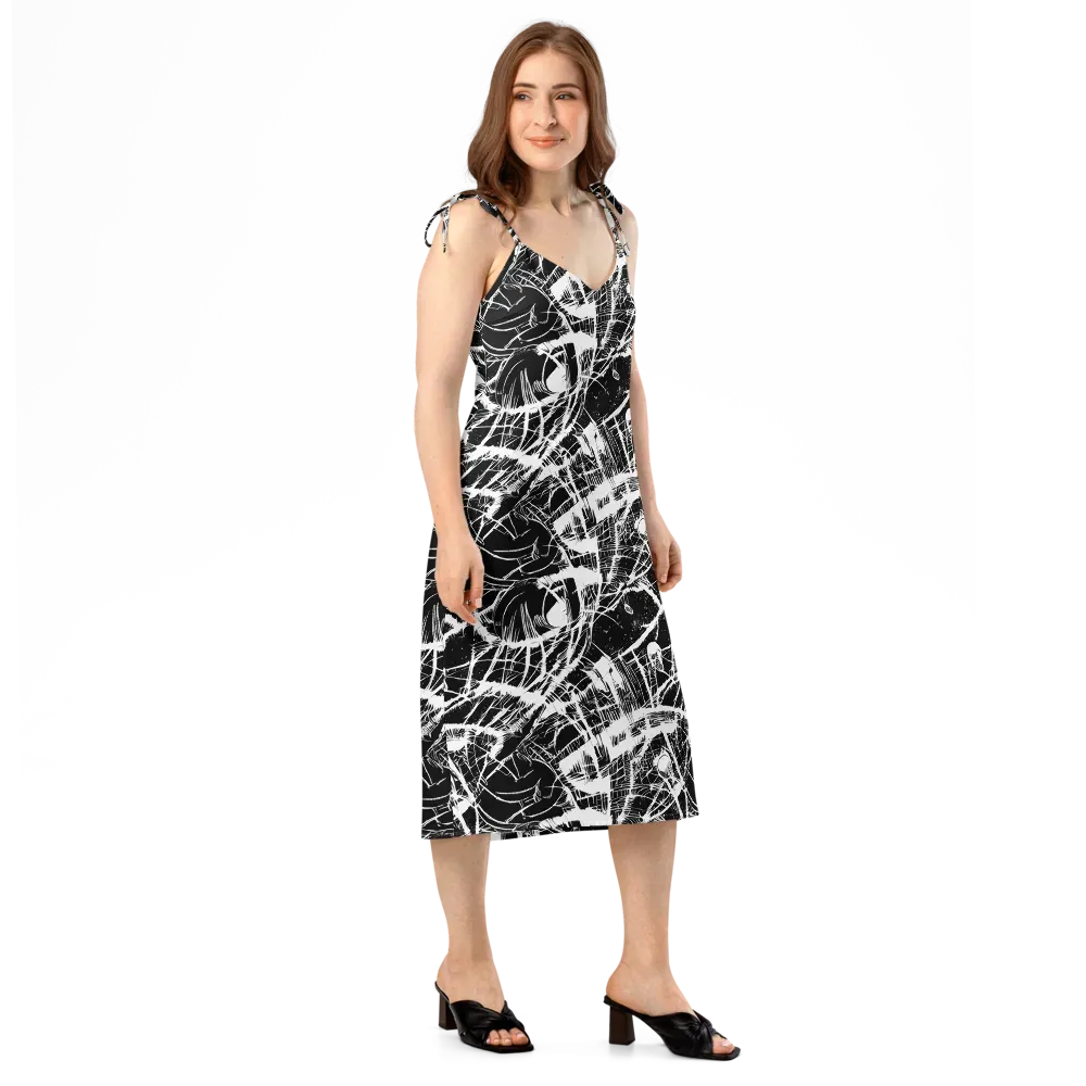 Noir Frond on Slip Dress — Right Front