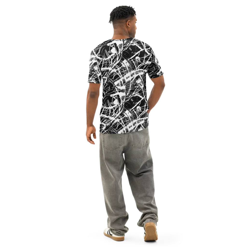 Noir Frond on Men's Cotton Crew Neck T-Shirt — Back