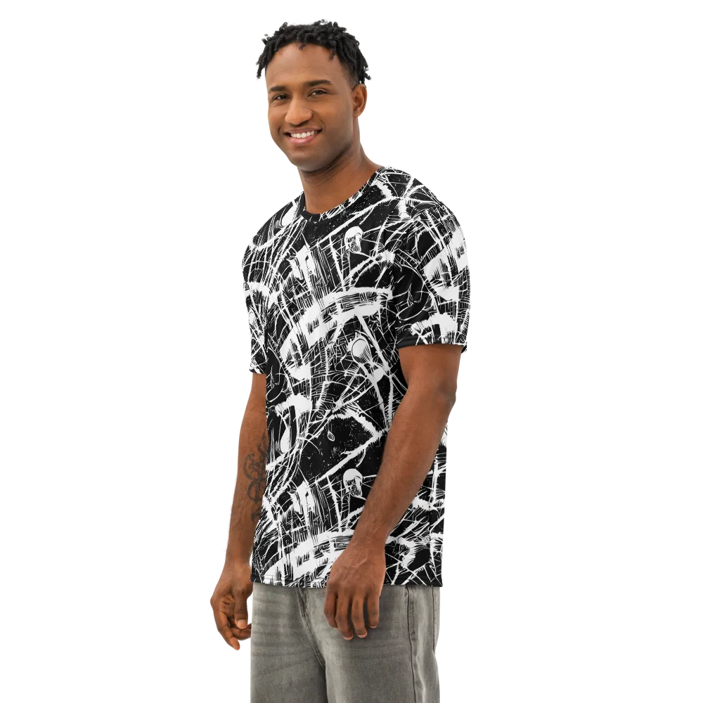 Noir Frond on Men's Cotton Crew Neck T-Shirt — Left Front