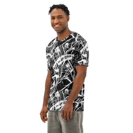Noir Frond on a Men's Cotton Crew Neck T-Shirt