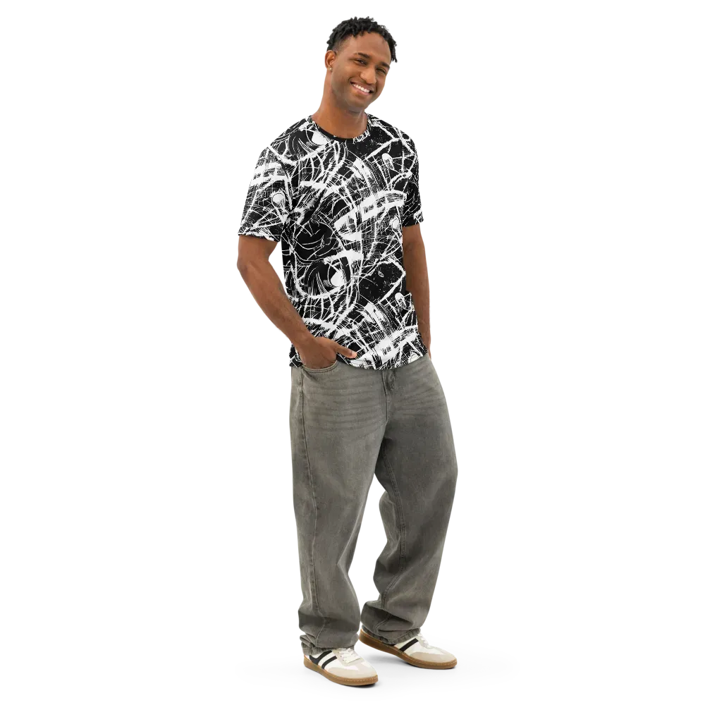Noir Frond on Men's Cotton Crew Neck T-Shirt — Right Front
