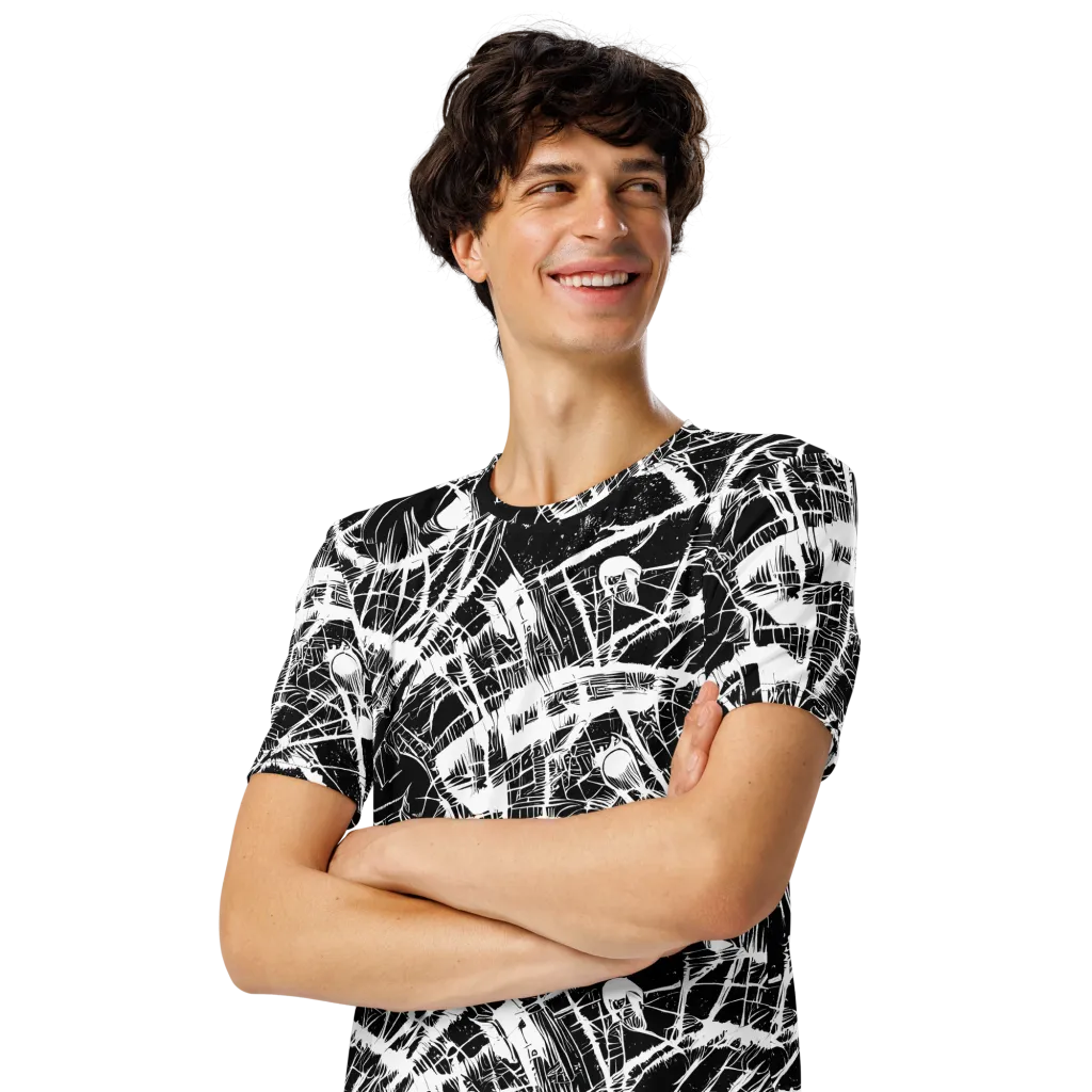 Noir Frond on Men's Crew Neck T-Shirt — Left Front