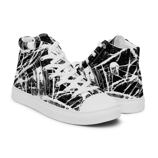 Noir Frond on a Men's High Top Canvas Shoes