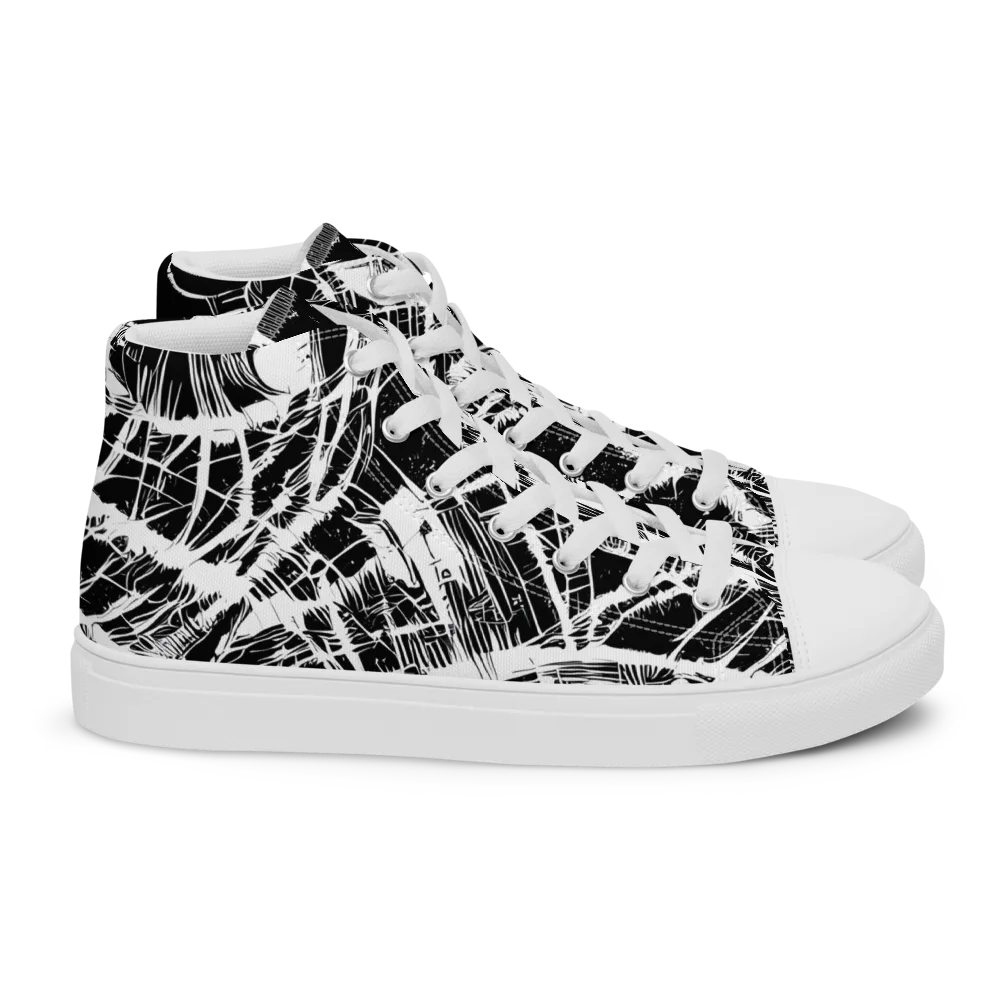 Noir Frond on Women's High Top Canvas Shoes — Right
