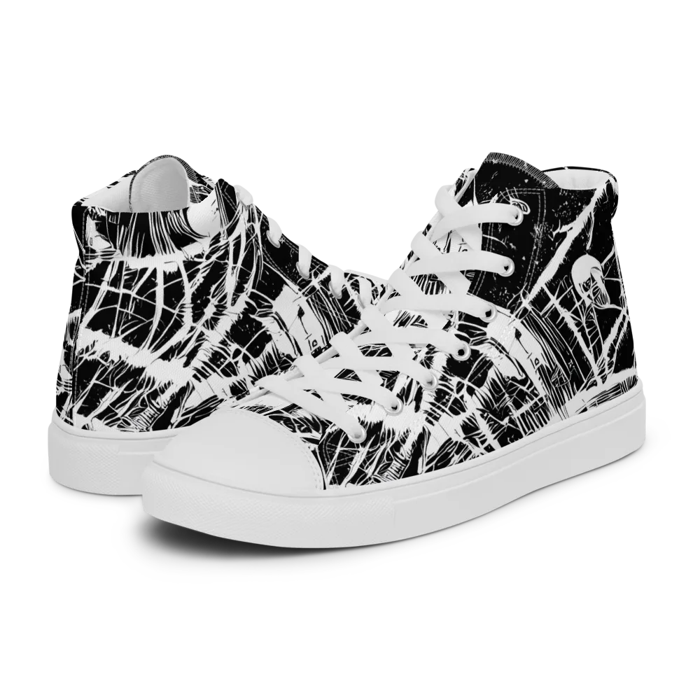 Noir Frond on Women's High Top Canvas Shoes — Left
