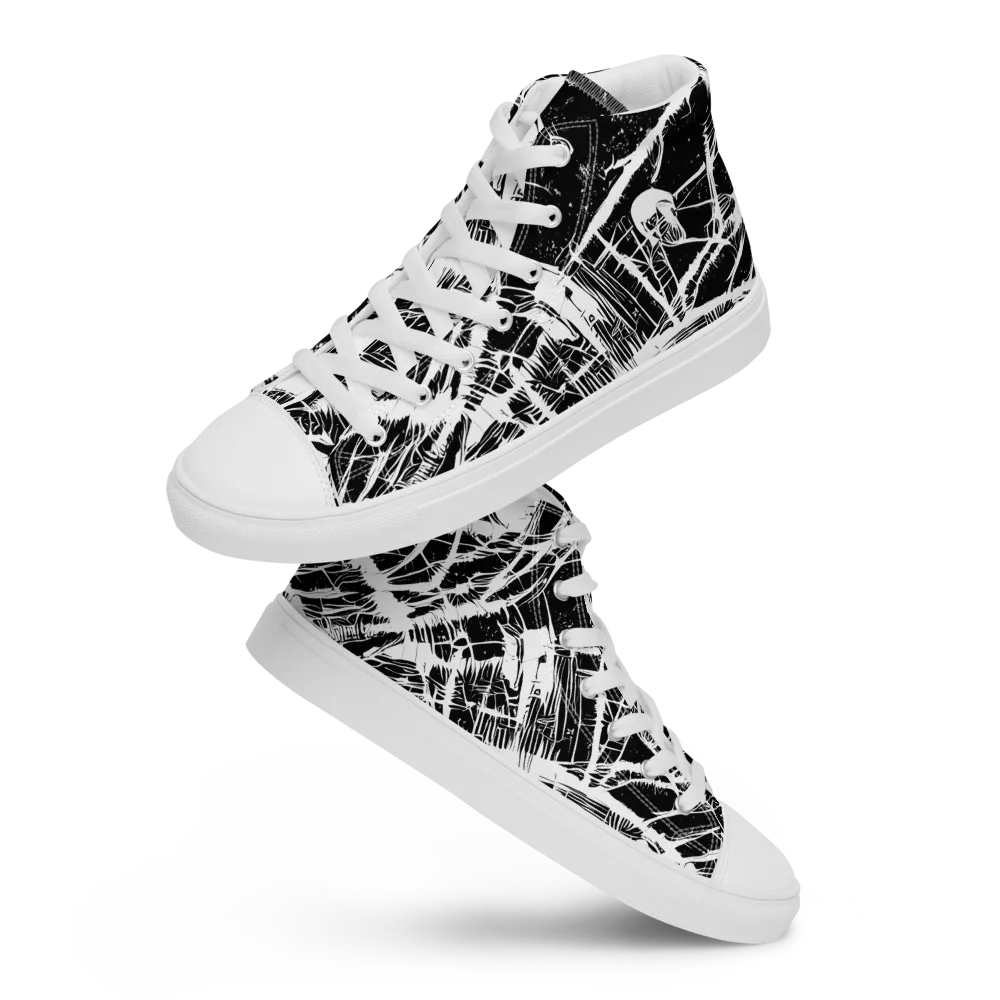 Noir Frond on Women's High Top Canvas Shoes — Front