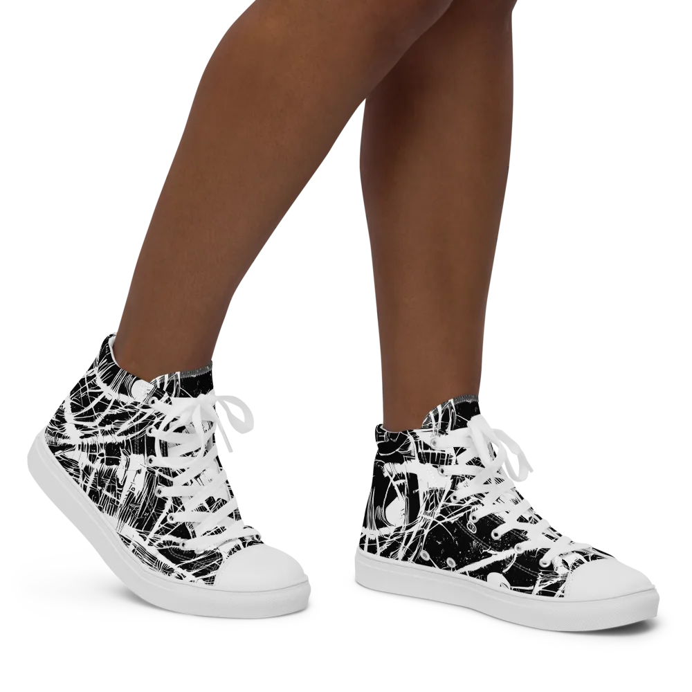 Noir Frond on Women's High Top Canvas Shoes — Right