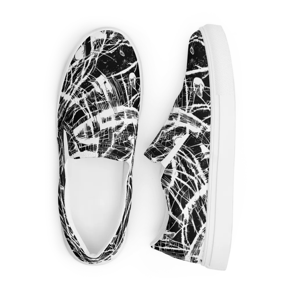 Noir Frond on Men's Slip-On Canvas Shoes — Front