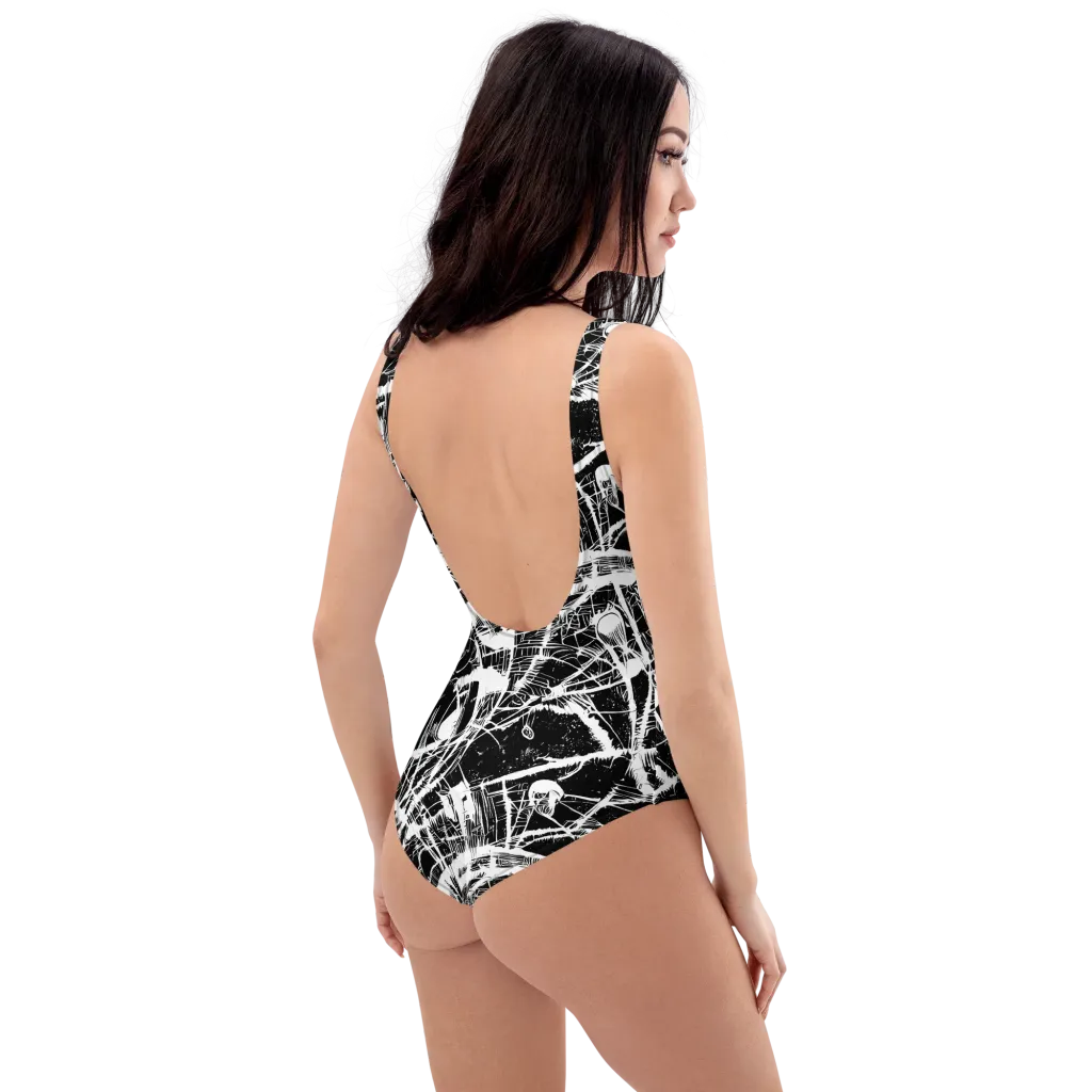 Noir Frond on One-Piece Swimsuit — Right Back