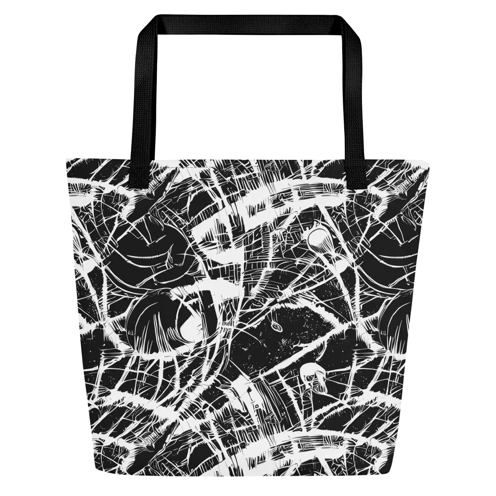 Noir Frond on Large Tote Bag W/ Pocket — Front