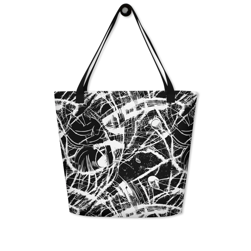 Noir Frond on Large Tote Bag W/ Pocket — Front