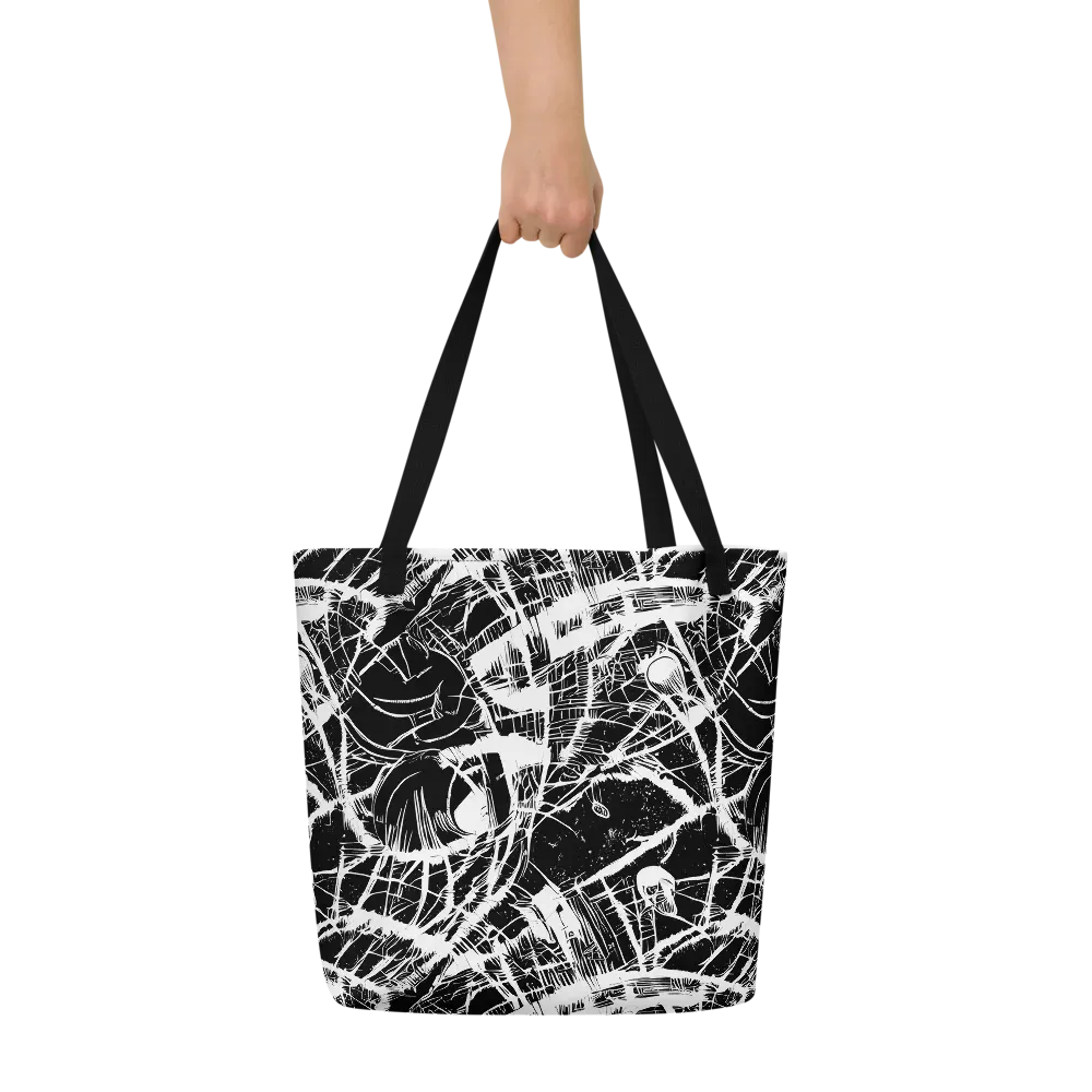 Noir Frond on Large Tote Bag W/ Pocket — Front