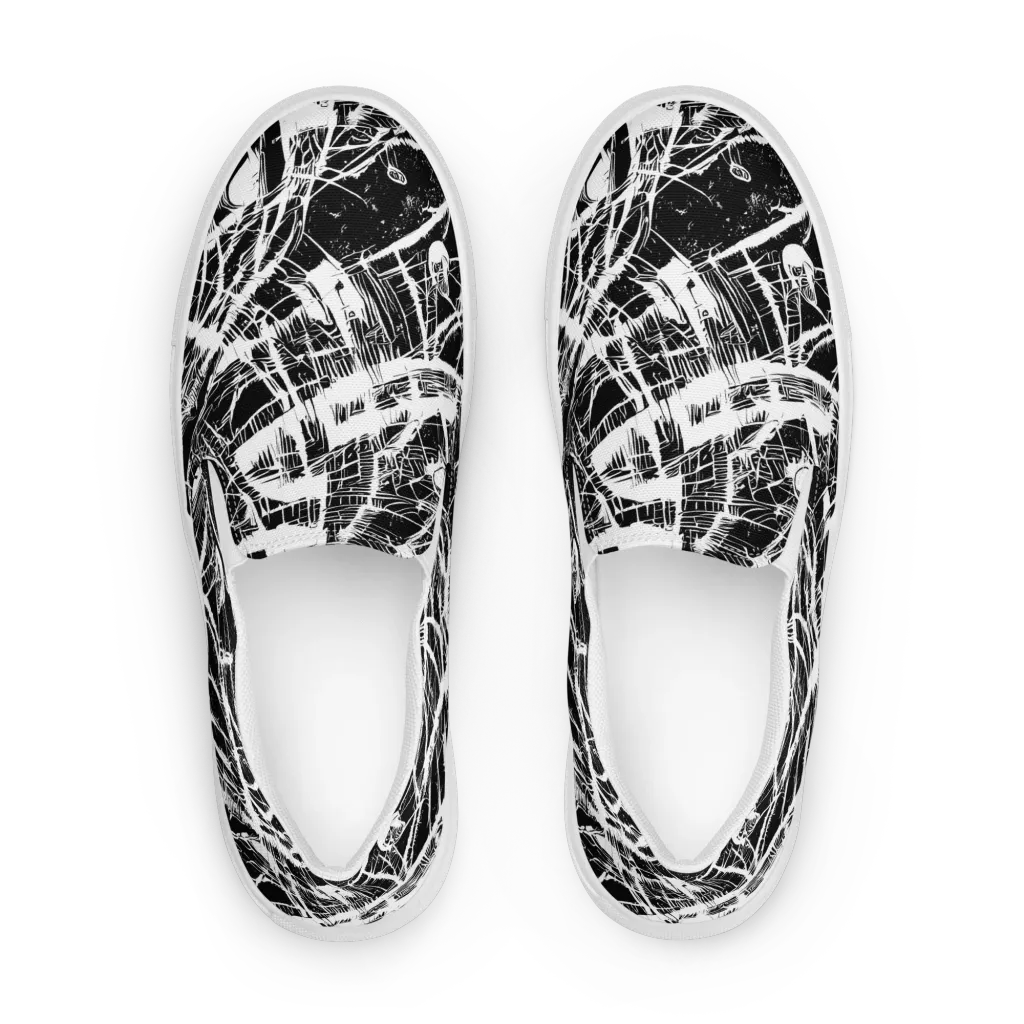 Noir Frond on Women's Slip-On Canvas Shoes — Front