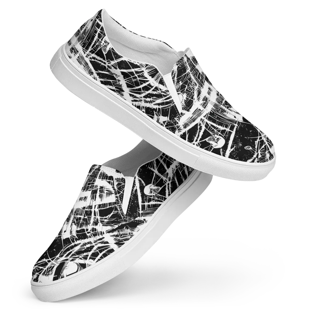 Noir Frond on Women's Slip-On Canvas Shoes — Front