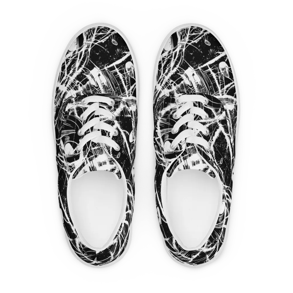 Noir Frond on Men's Lace-Up Canvas Shoes — Front