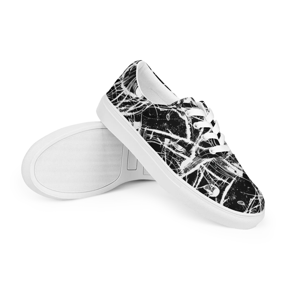 Noir Frond on Men's Lace-Up Canvas Shoes — Right Front
