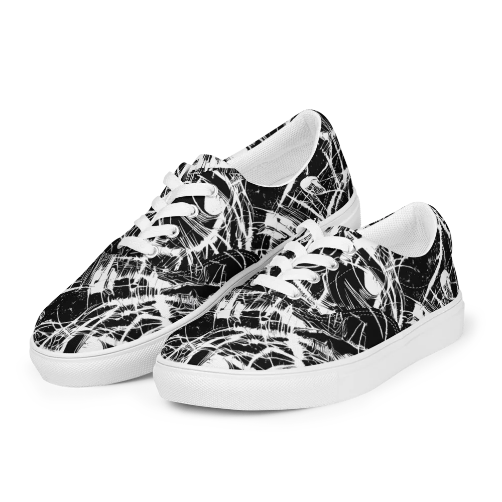 Noir Frond on Men's Lace-Up Canvas Shoes — Left Front