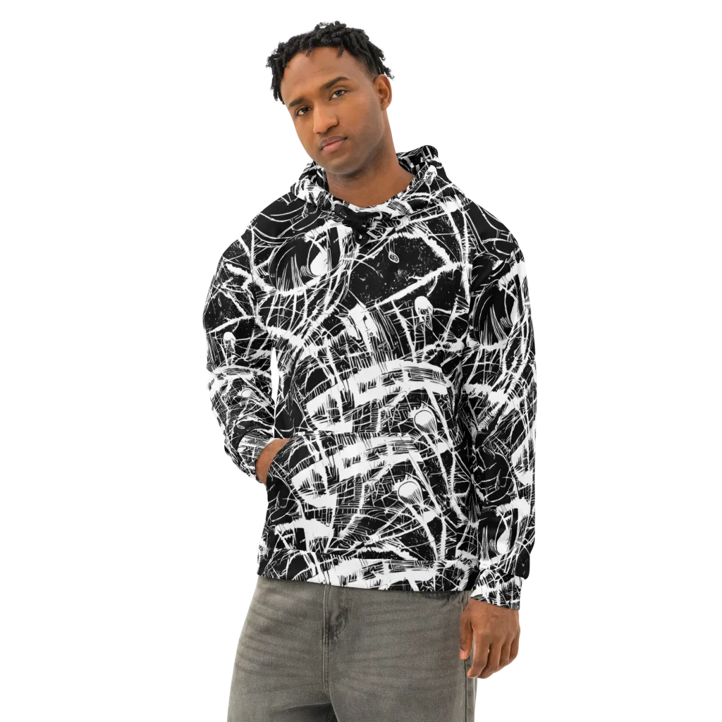 Noir Frond on Cotton Hoodie — Left Front