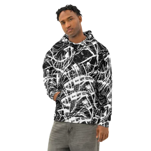 Noir Frond on a Cotton Hoodie