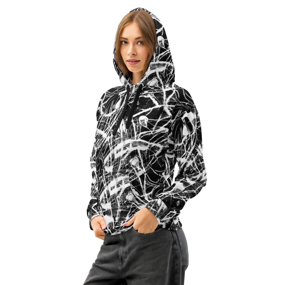 Noir Frond on Cotton Hoodie — Left Front