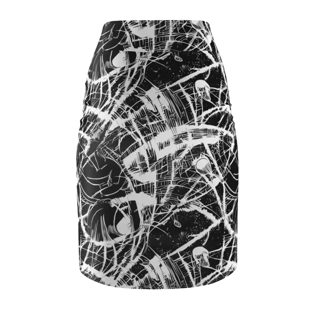 Noir Frond on Pencil Skirt — Back