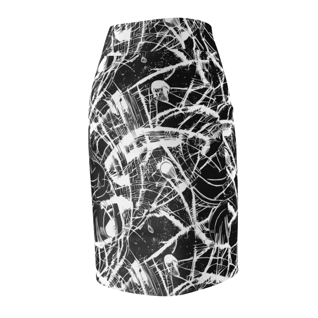 Noir Frond on Pencil Skirt — Back Side