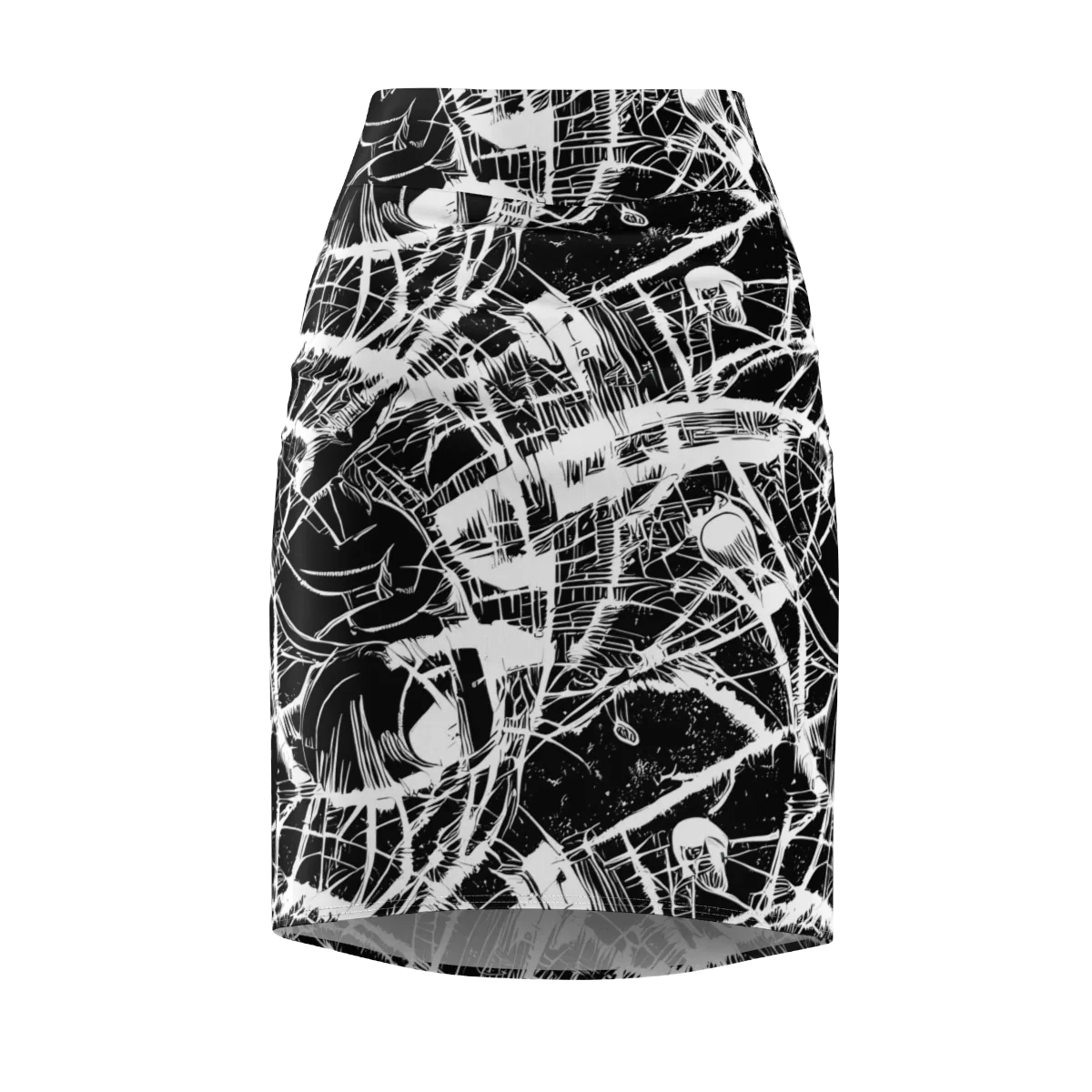 Noir Frond on Pencil Skirt — Front