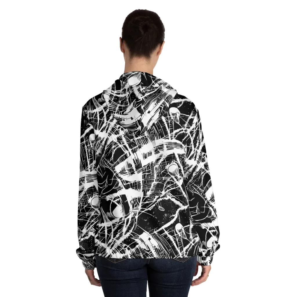 Noir Frond on Women's Full-Zip Hoodie — Back On Person