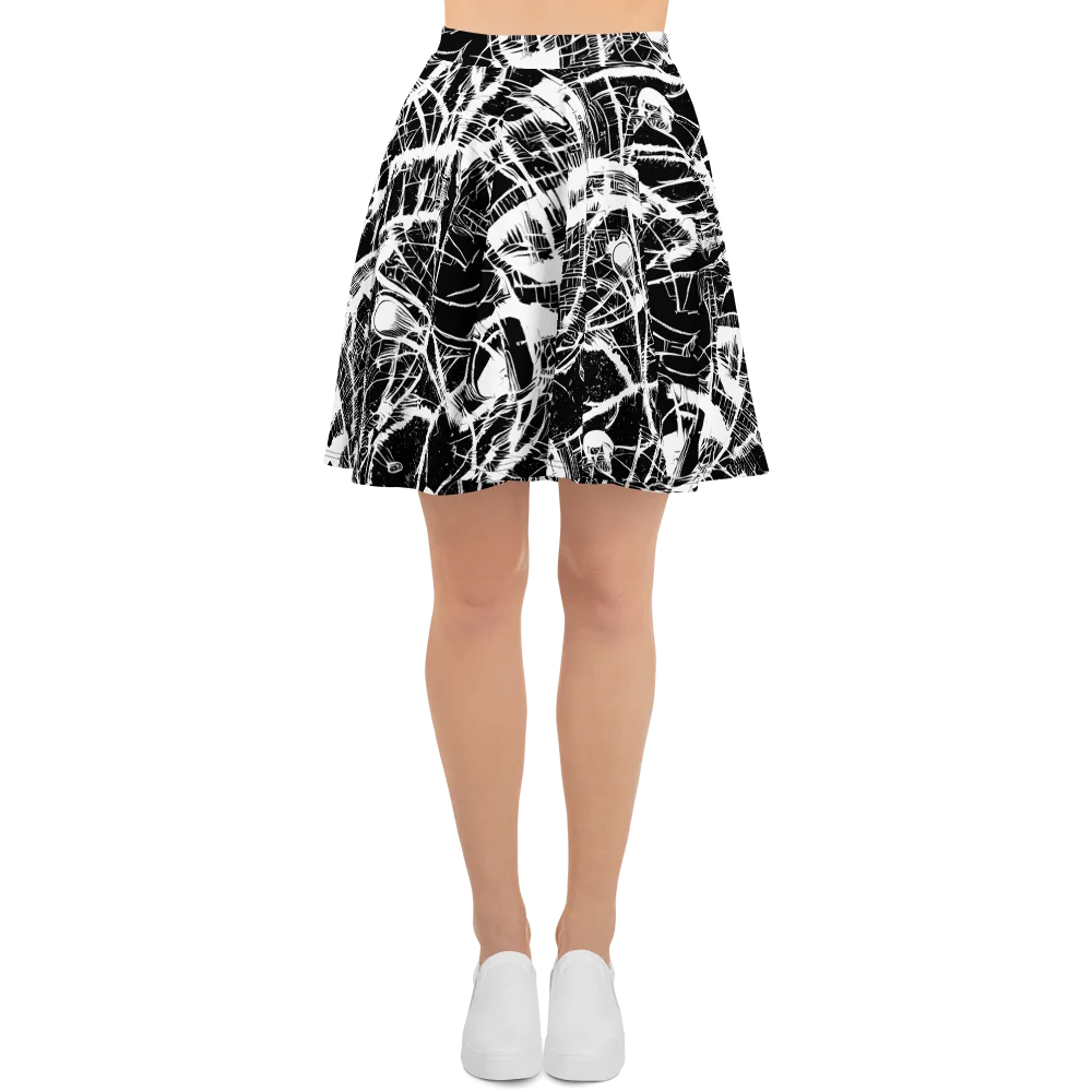 Noir Frond on Skater Skirt — Front