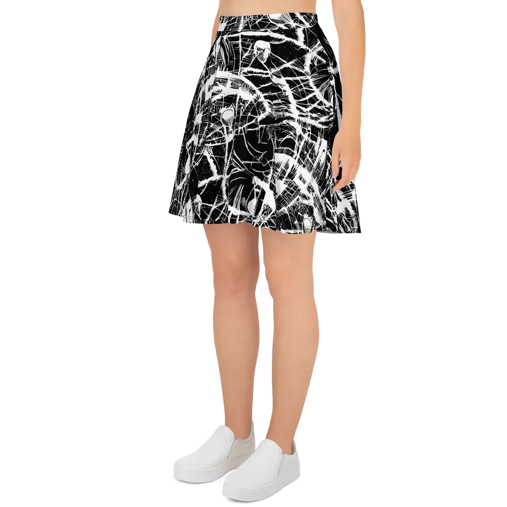 Noir Frond on Skater Skirt — Left