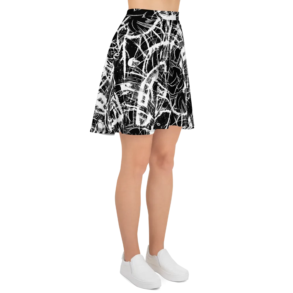 Noir Frond on Skater Skirt — Right
