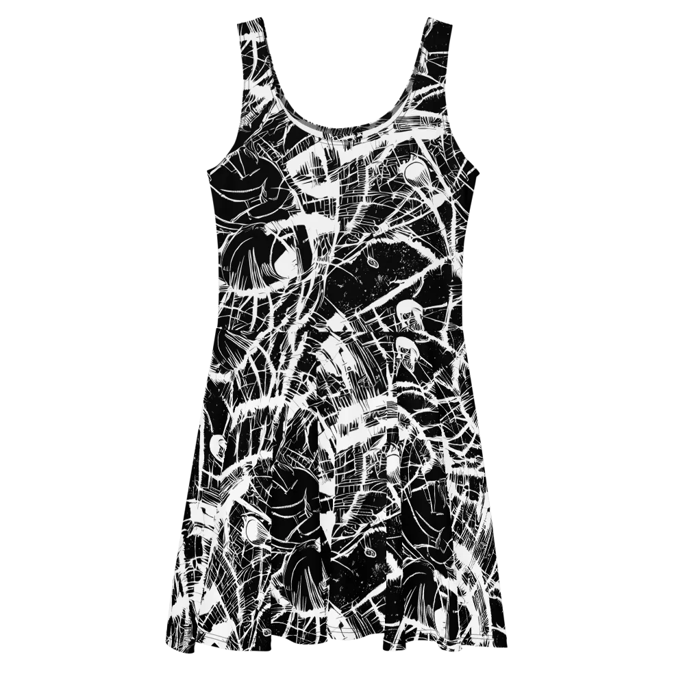 Noir Frond on Skater Dress — Front