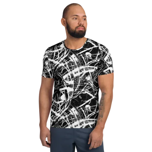 Noir Frond on a Men's Athletic T-Shirt