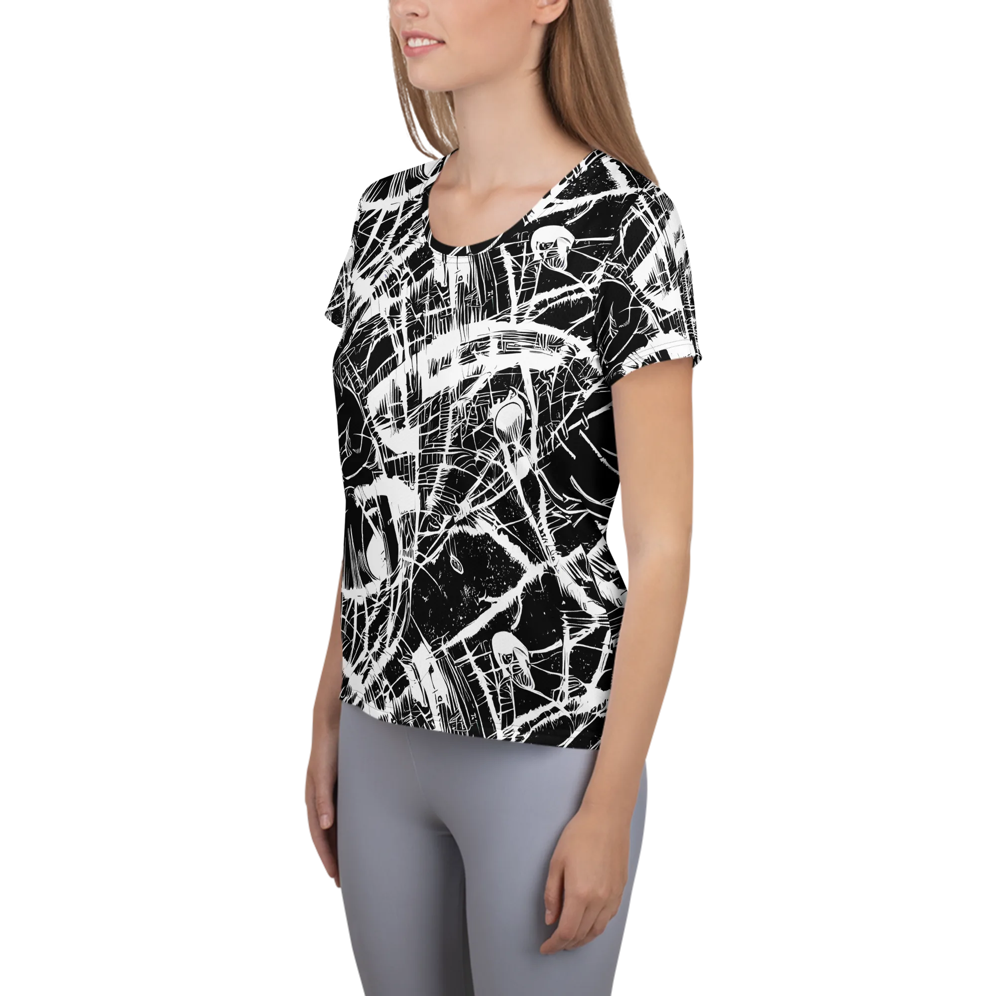 Noir Frond on Women's Athletic T-Shirt — Left