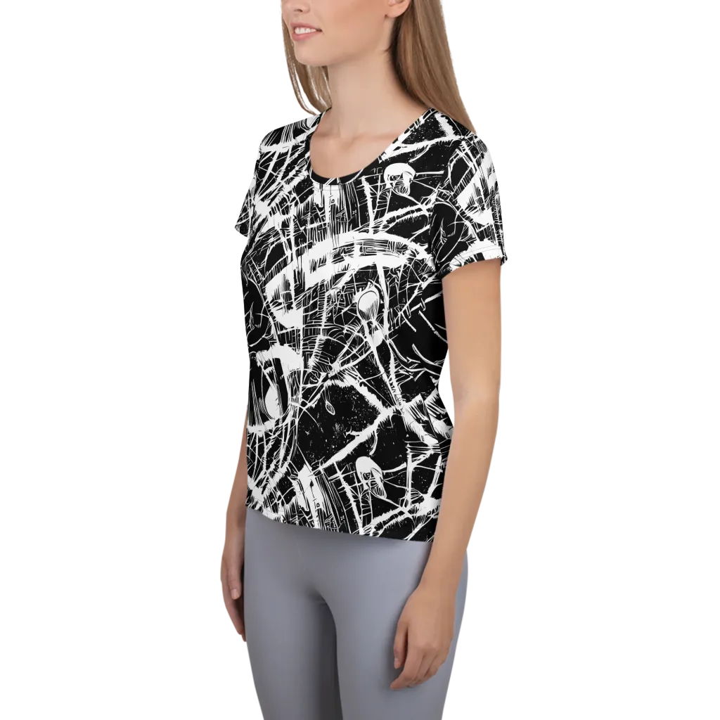 Noir Frond on Women's Athletic T-Shirt — Left