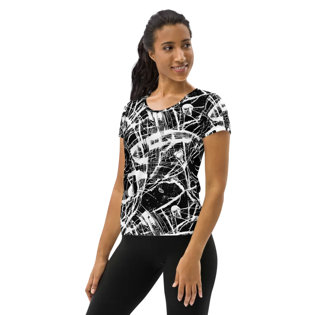 Noir Frond on Women's Athletic T-Shirt — Left