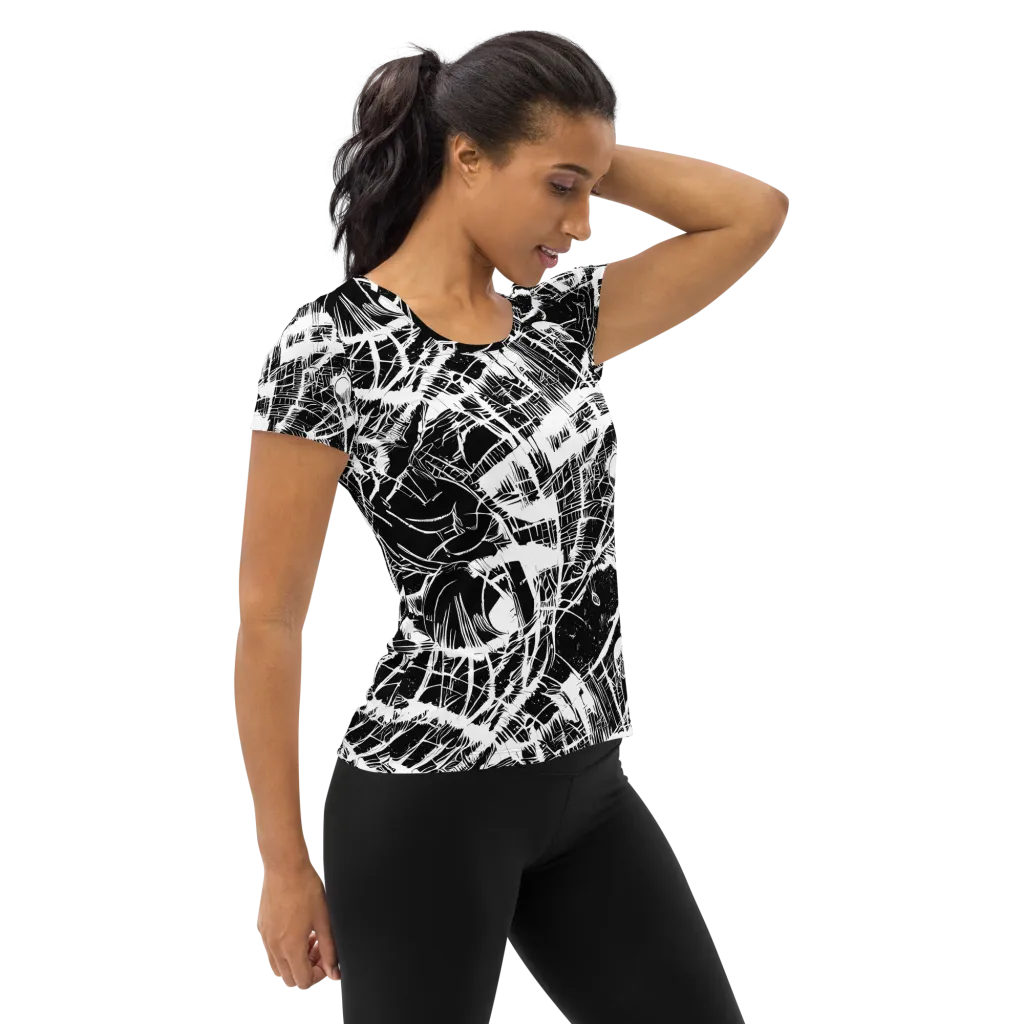 Noir Frond on Women's Athletic T-Shirt — Right