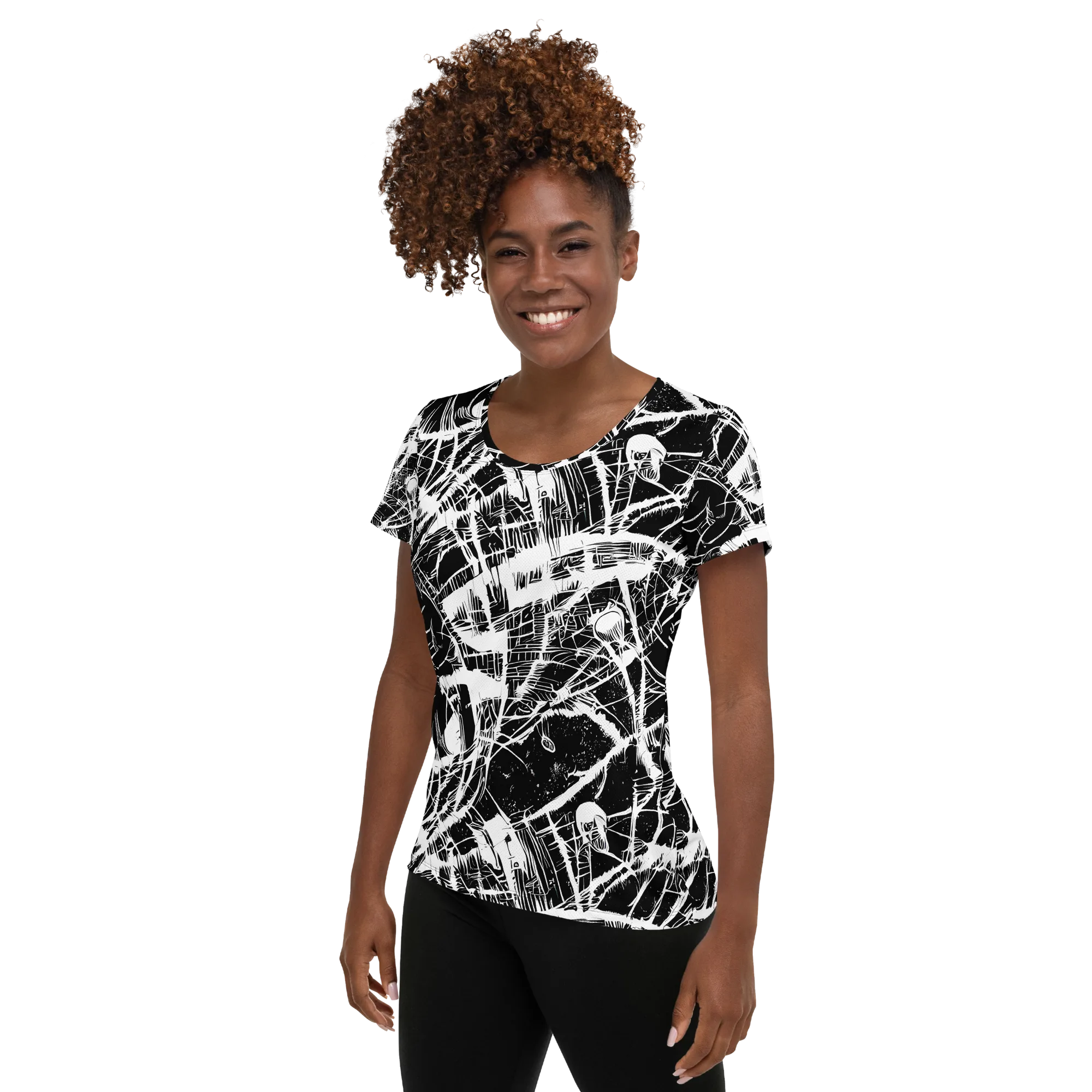 Noir Frond on Women's Athletic T-Shirt — Left