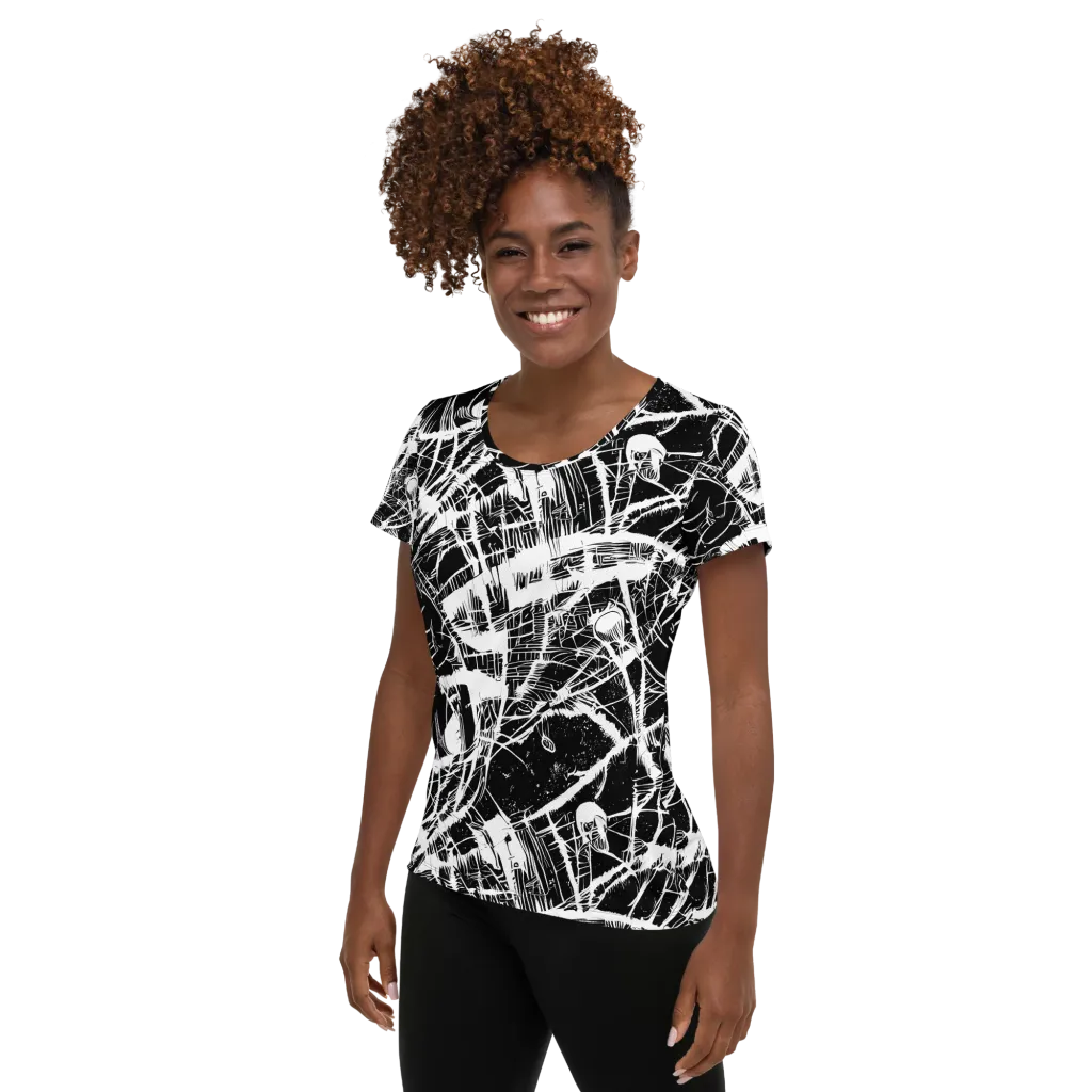 Noir Frond on Women's Athletic T-Shirt — Left